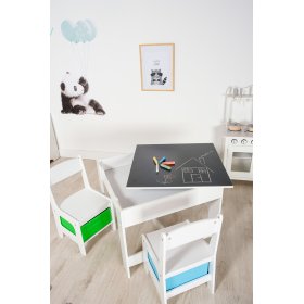 Otroška miza Ourbaby s stoli z modro in zeleno škatlo, SENDA