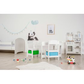 Otroška miza Ourbaby s stoli z modro in zeleno škatlo, SENDA
