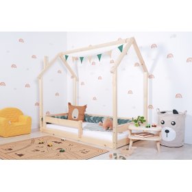 Otroška postelja Montessori Hiša dimnik - naravna, Ourbaby