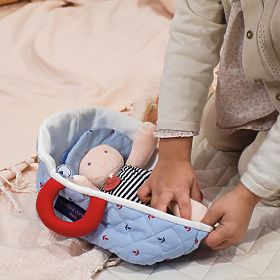 Doudou Jolijou Punčka v modri prenosni torbi 20 cm