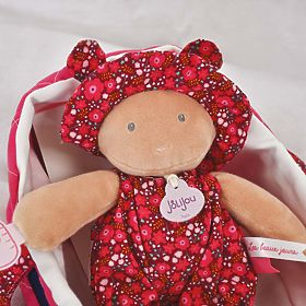 Doudou Jolijou Punčka v roza prenosni torbi 20 cm, Doudou Jolijou Paris