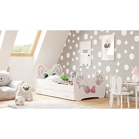 Enojna postelja Pink Cat 140x70 s predalom