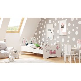 Enojna postelja Pink Cat 140x70 z vzmetnico