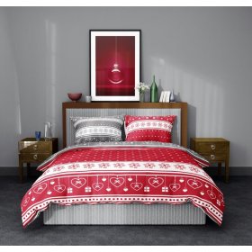 Rdeče-siva božična posteljnina 140x200cm + 70x90cm, Faro
