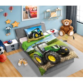 Otroška posteljnina 140x200 cm + 70x90 cm Zeleni traktor, Faro