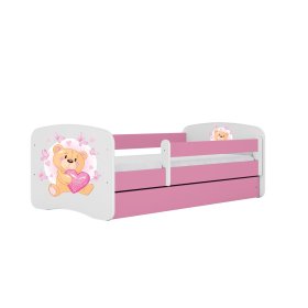 Otroška postelja z ograjo Ourbaby - Medvedek - rožnata, Ourbaby