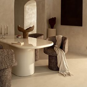 Jedilna miza Modesto 180 cm, svetlo bež, sijajna