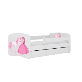 Otroška postelja z ograjo Ourbaby - Princesa s konjem - bela
