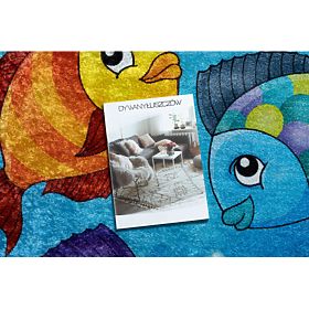 JUNIOR 51594.801 okrogla pralna preproga ribe, ocean za otroke proti zdrsu - modra, F.H.Kabis