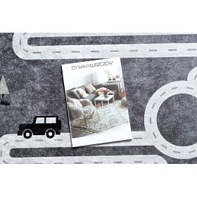 JUNIOR 52107.801 pralna preproga Medvedi, živali, ulice za otroke proti zdrsu - siva, F.H.Kabis