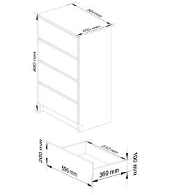 KOMODA K 60 cm 4 PREDALI PK JELŠA