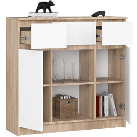 KOMODA K100 2D 3SZ 1P PK HRAST SONOMA / BELA