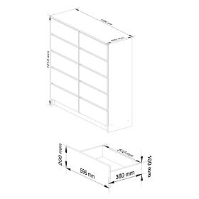 KOMODA K120 10SZ CLP PK HRAST ARTISAN / BELA