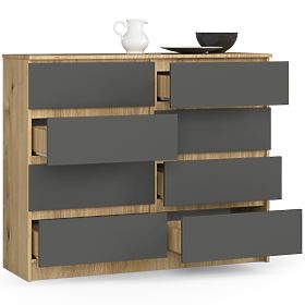 KOMODA K120 8SZ CLP PK HRAST ARTISAN / SIVA