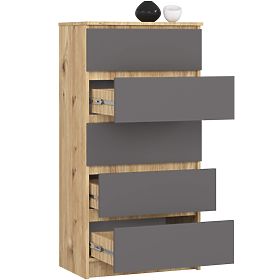 KOMODA K60 5SZ CLP PK HRAST ARTISAN / SIVA