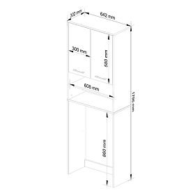 Kopalniška omarica FIN nad pralni stroj - bela-cappuccino sijaj - 2 vrata