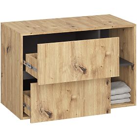 KOPALNIŠKA OMARICA POD UMIVALNIK Z ODPRTINAMI VAMI W90 UM 2SZ 2P HRAST ARTISAN / GRAFITNO SIVA