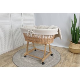 Pletena postelja z opremo za dojenčka - bež
