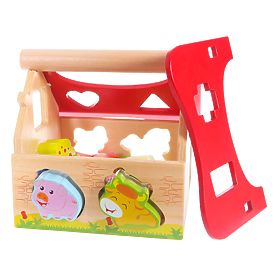 Lesena hiška, kmetija sortirnik s kockami ECOTOYS