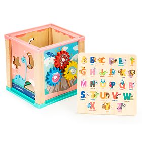 Lesena izobraževalna kocka, sortirnik mula ECOTOYS, EcoToys