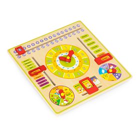 Lesena izobraževalna manipulativna tabla koledar ura ECOTOYS
