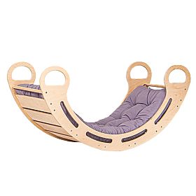 Lesena montessori gugalnica s sivim vzglavnikom - 85 cm, Ourbaby®