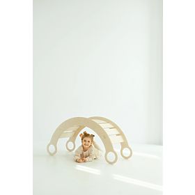 Lesena Montessori gugalnica s toboganom/lestvijo L - naravna