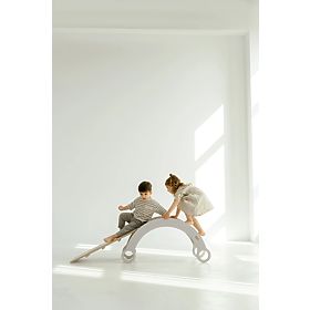 Lesena Montessori gugalnica s toboganom/lestvijo M - bela