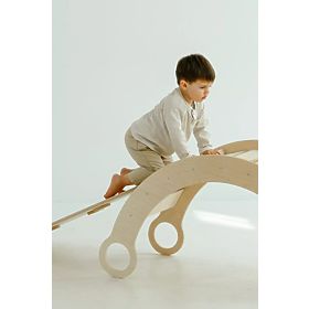 Lesena Montessori gugalnica s toboganom/lestvijo M - naravna