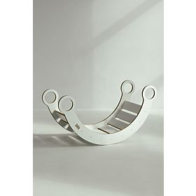 Lesena Montessori gugalnica s toboganom/plezalno steno L - bela