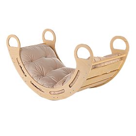 Lesena montessori gugalnica z bež blazino - 85 cm, Ourbaby®