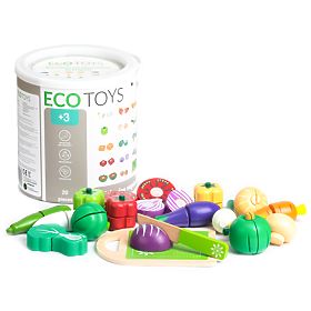Lesena zelenjava za rezanje za otroke 20 kosov ECOTOYS