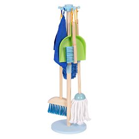 Leseni komplet za čiščenje za otroke mop metla z lopatko 7 elementov ECOTOYS