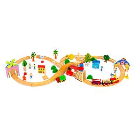 Leseni vlak 74 delov ECOTOYS