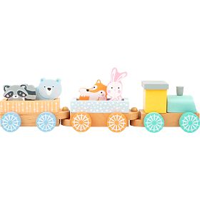 Leseni vlakec Small Foot v pastelnih barvah