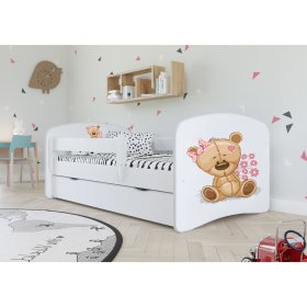 Otroška postelja z ograjo Ourbaby - Medvedek - bela