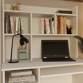 Miza PORTO Leva Z Nadgradnjo Bela Mat Predal Police Za Pisarno Sobo