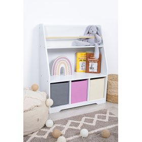 Montessori knjižnica Dusty Pink - bela, FUJIAN GODEA