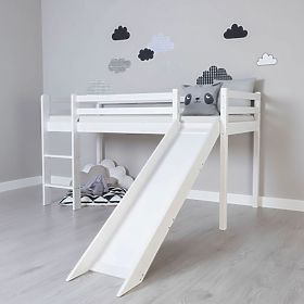 Otroška dvignjena postelja Ourbaby Modo s toboganom - bela