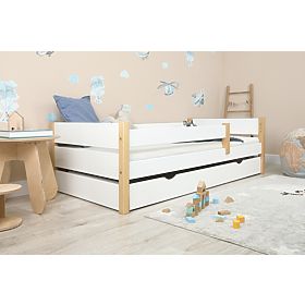 Otroška lesena postelja Scandie z ograjo - bela, Ourbaby®