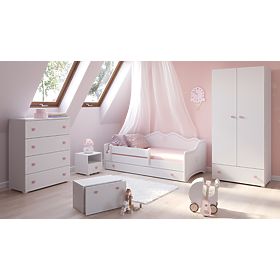 Otroška postelja EMMA z predalom in ograjo 180x80 roza