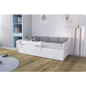 Otroška postelja ERYK s predalom in ograjo 160x80 siva plošča