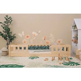 Otroška postelja Ourbaby Meadow 2 ograji - naravna, Ourbaby®