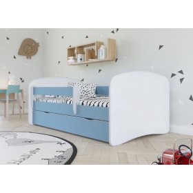Otroška postelja z ograjo Ourbaby - modro-bela