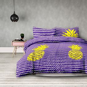 Posteljnina BASIC - AMELIAHOME vijolična barva tiskani motiv moderni stil 155x220*2+80x80