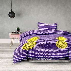 Posteljnina BASIC - AMELIAHOME vijolična barva tiskani motiv moderni stil 155x220*2+80x80