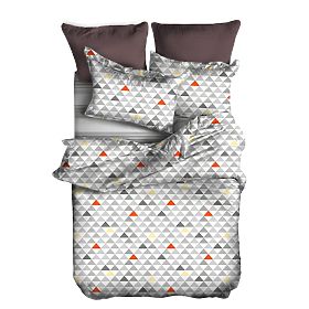 Posteljnina BASIC siva z geometrijskim vzorcem 155x220_80x80*1 DecoKing