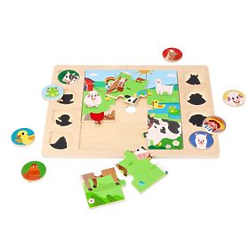 Puzzle 2v1 Kmetija - sestavljanka najdi senco