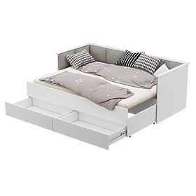 Raztegljiva postelja HELIOS s tapeciranimi paneli siva 200x80/200x160