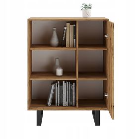 Regal omara Fondi hrast craft zlati - črna, dekor letvice